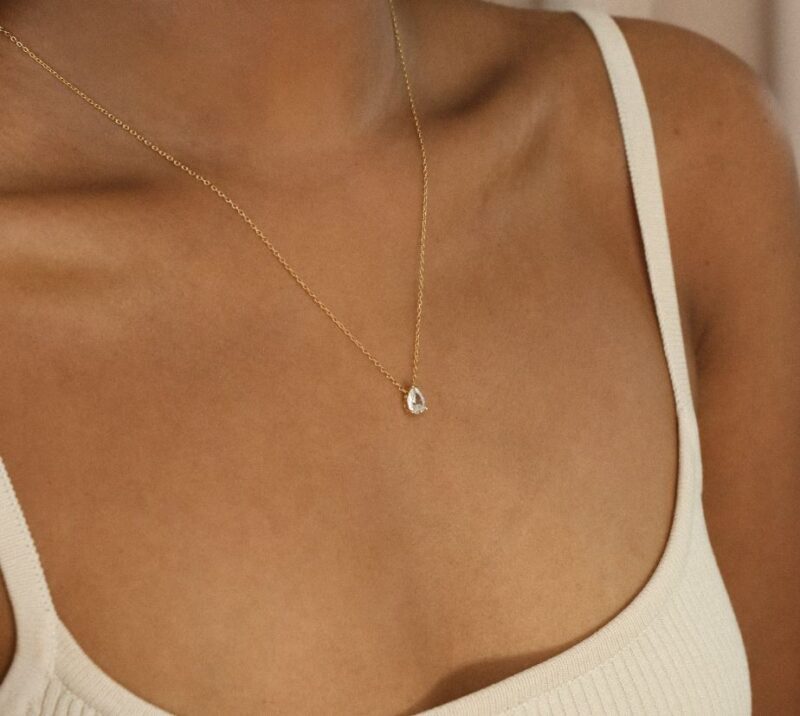 Teardrop Diamond Necklace • Pear Diamond Necklace