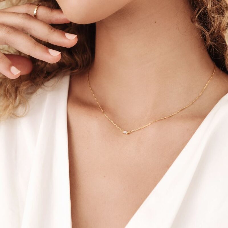 Baguette Diamond Necklace in Gold