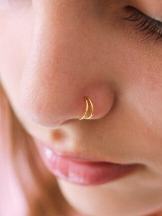 Double Nose Ring for Single Piercing