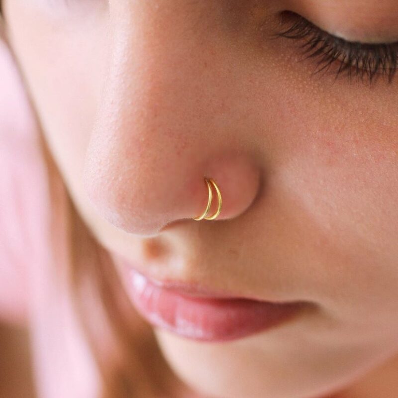 Double Nose Ring for Single Piercing