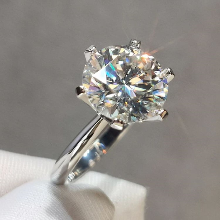 S925 Sterling Silver Color Austrian Crystal Engagement Proposal Ring