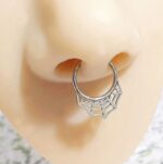 Spider Web Design Hinged Segment Ring Hoop