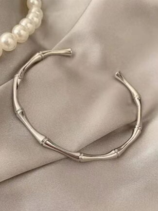 Bamboo Shaped Solid Charm Bracelet Bangle