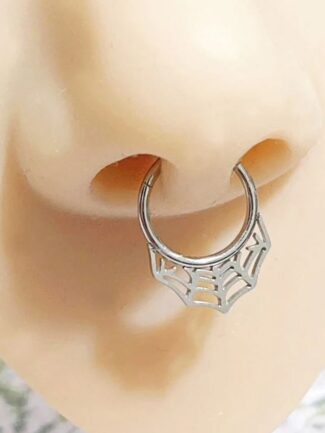 Spider Web Design Hinged Segment Ring Hoop