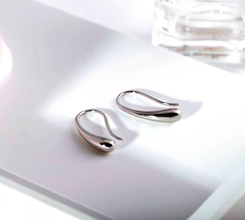 925 Sterling Silver Filled Solid Teardrop Drop Earrings
