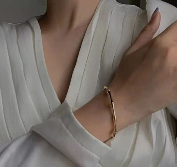 Bamboo Shaped Solid Charm Bracelet
