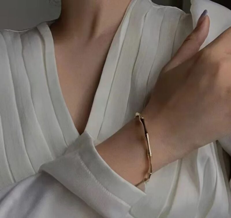 Bamboo Shaped Solid Charm Bracelet