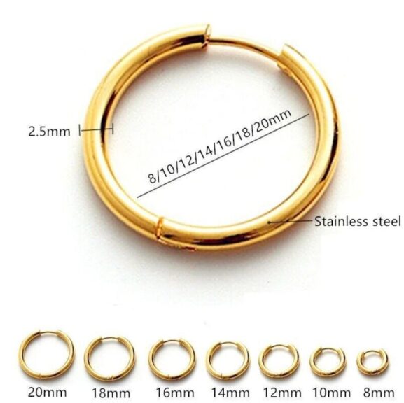 Surgical Steel Huggie Hoop Sleeper Ring Earrings