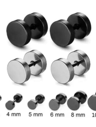 Flat Round Barbell Plug Stud Earrings Stainless Steel