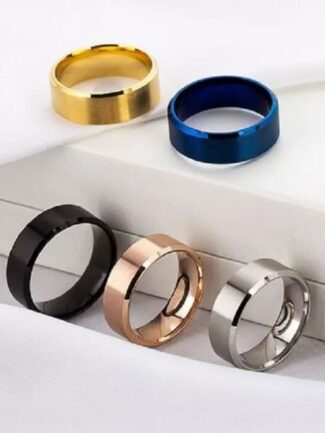 Titanium Stainless Steel 8mm Brushed & Polished Finish Men & Women Wedding Band Comfort Ring