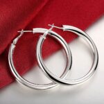 925 Sterling Silver Filled Women's Elegant Round Hoop Earrings Stunning Gift
