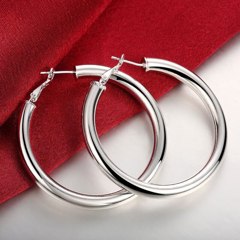 925 Sterling Silver Filled Women's Elegant Round Hoop Earrings Stunning Gift