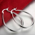 Stunning 925 Sterling Silver Filled SP Large Oval Hoop Huggie Earrings